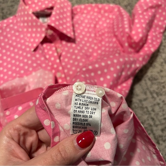 Lilly Pulitzer Pink & White Polka Dot Button Up Long Sleeve Blouse Size 6 - Picture 5 of 9